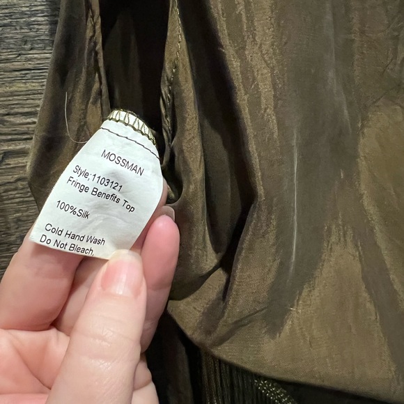 Boho Silk green fringe top - Picture 6 of 7